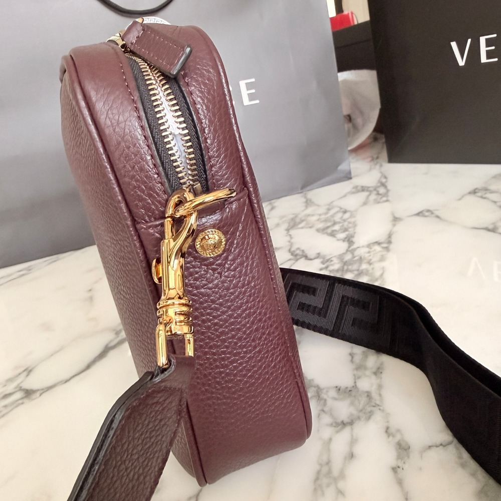 Versace Crossbody Bag Vitello Granato Garnet Oro Medusa Biggie 1002885 Bag - Picture 9 of 16